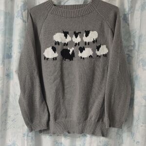 Source Unknown Gray Sheep Motif Sweater